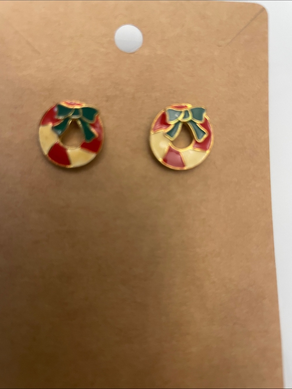 Festive Red & Green Wreath Stud Earrings